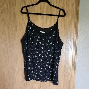 Floral Black Spaghetti Strap Top